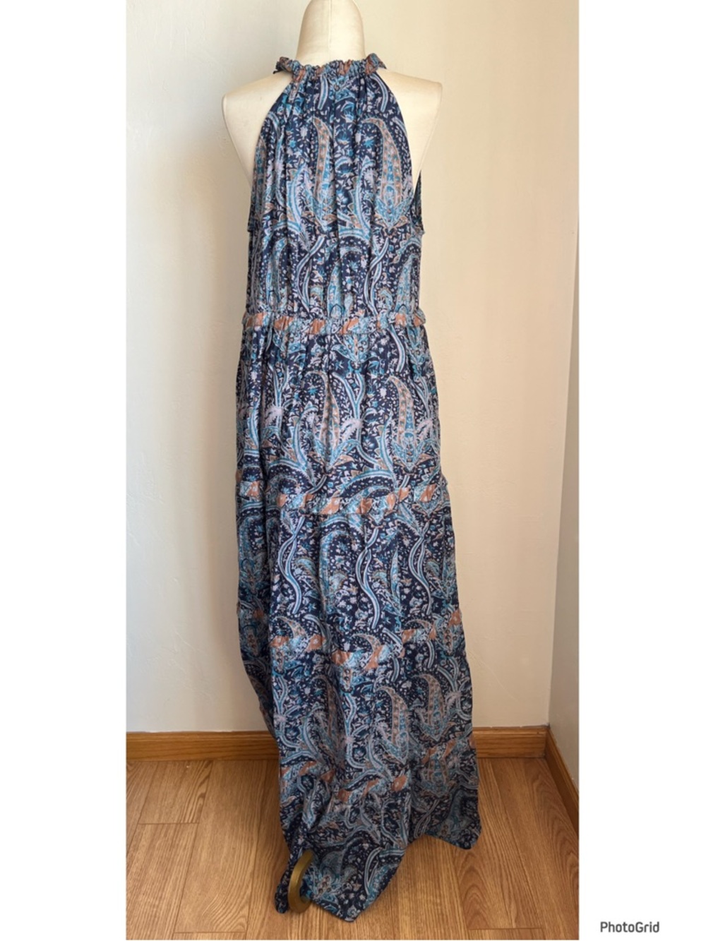 Caroline Constas Navy Paisley Cotton Maxi Dress Small - Picture 2 of 3